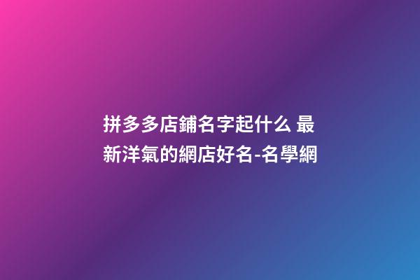拼多多店鋪名字起什么 最新洋氣的網店好名-名學網